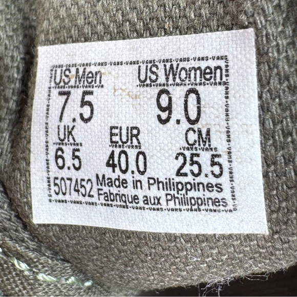 Vans Era 66 Supply Low Top Sneakers Vetiver Grape Leaf Green 7.5 Men 9 Women - Picture 10 of 11